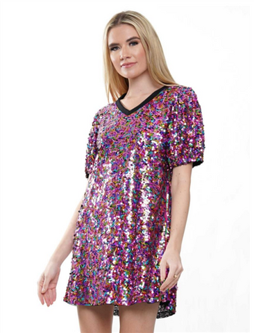 Sequin Top/Dress Short Sleeve