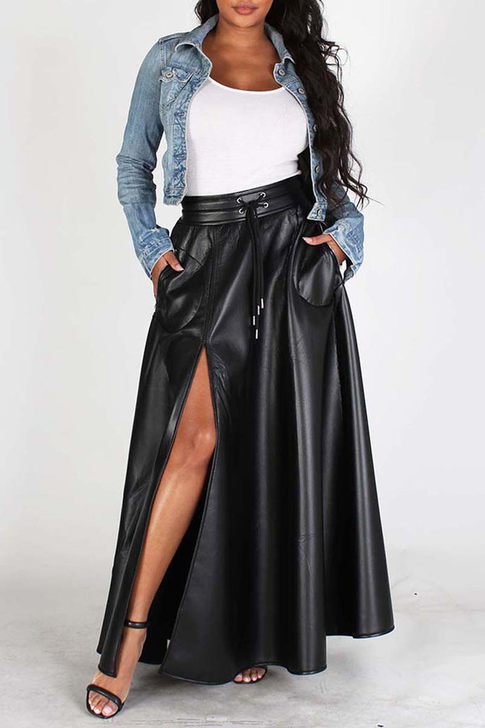 Black Skirt with Side Slit