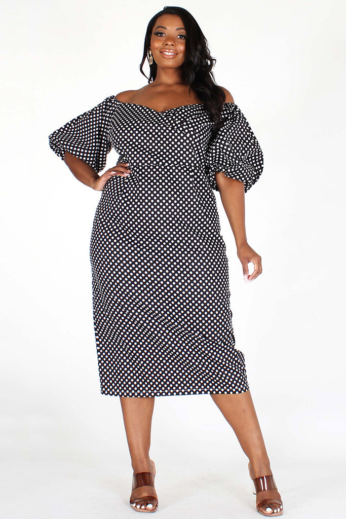 polka dot bodycon midi dress Polka Dot Print Sweetheart Neck Bodycon Midi Dress For Women at Saudi
