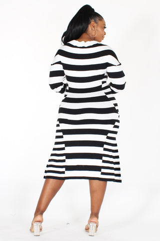 Black and White Stripe Dress Plus Size "sofia"
