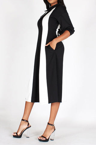 Black and White Stripe Midi Dress Small/Medium/Large