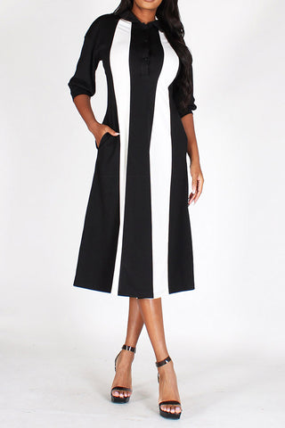 Black and White Stripe Midi Dress Small/Medium/Large