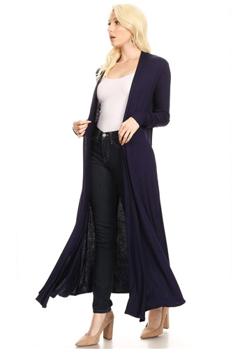 Black Duster, Solid Open Front w Long Sleeves