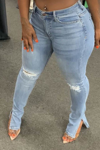 Jeans with side slits