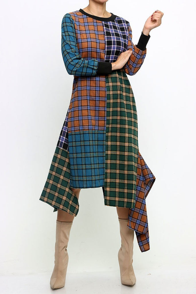 Plaid Asymmetrical Block Dress (S/M/L) Plaid Asymmetrical Block Dress (S/M/L)