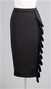 Black Scuba Side Pleated Skirt