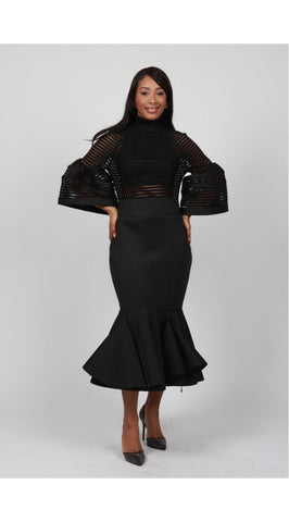 Black Dress with Bell Sleeve- Small and 1XL-3XL