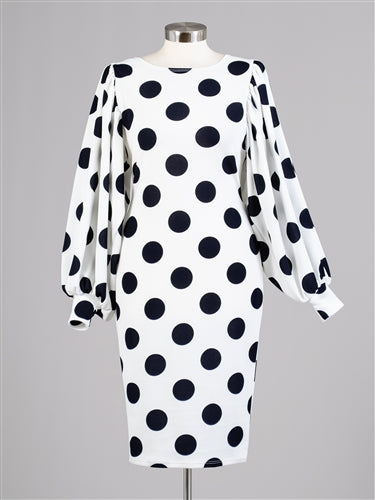 Black and White Puff Sleeve Dress-SOLD OUT