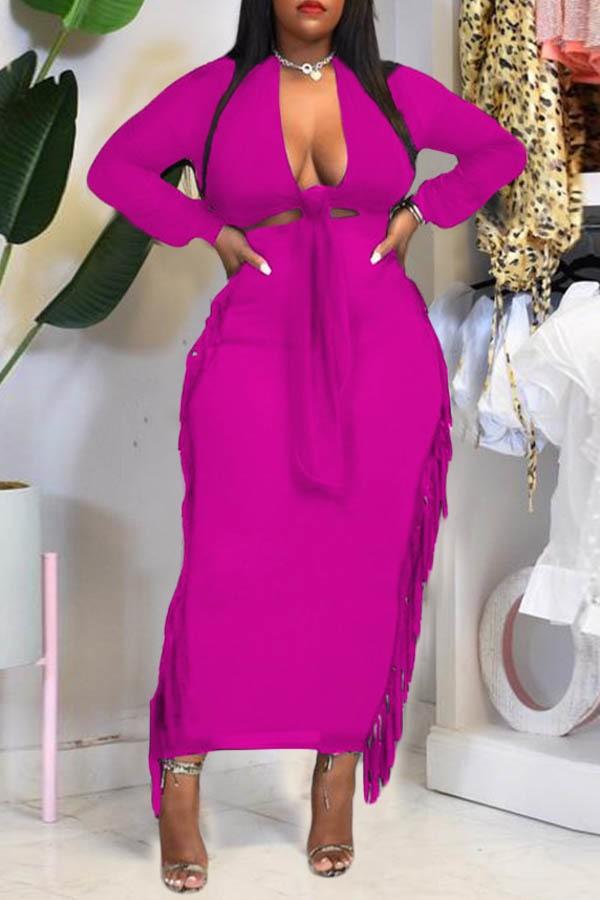 Pink 2-Piece Skirt Set w fringes. In Green or Pink.