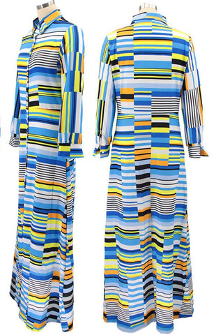 Maxi Dress Blue-Multi Stripe
