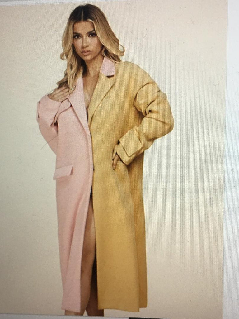 Camel and Pink Over sized Two-Toned Coat